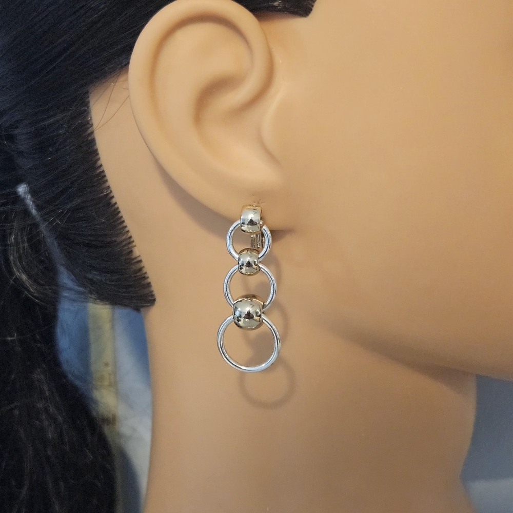 Vintage JJG Gold and Silver  Dangle Earrings